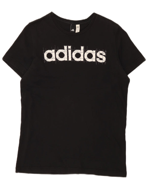 T-shirt grafica da uomo Adidas Top in cotone nero medio