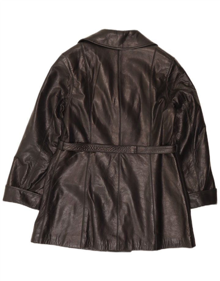 Cappotto in Pelle Doppio Petto Donna Brooklyn IT 42 Medio Pelle Nera