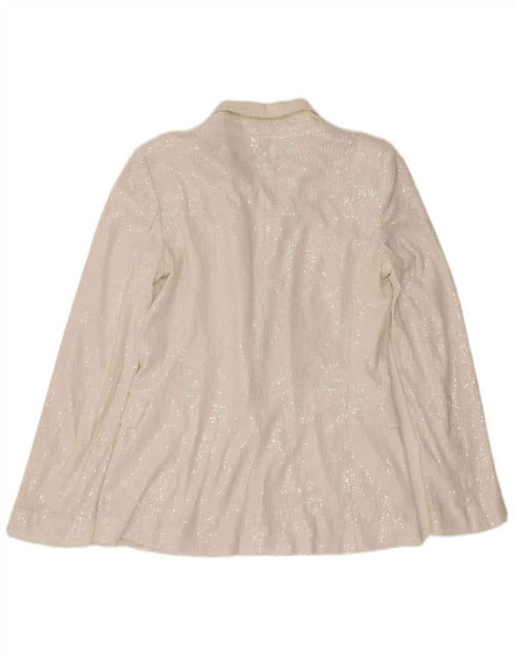 Giacca blazer con paillettes a 1 bottone da donna Zara UK 10 piccola bianca
