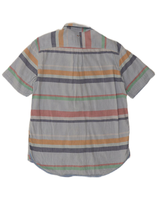 Camicia da uomo Napapijri Geographic a maniche corte, vestibilità regolare, a righe blu grandi
