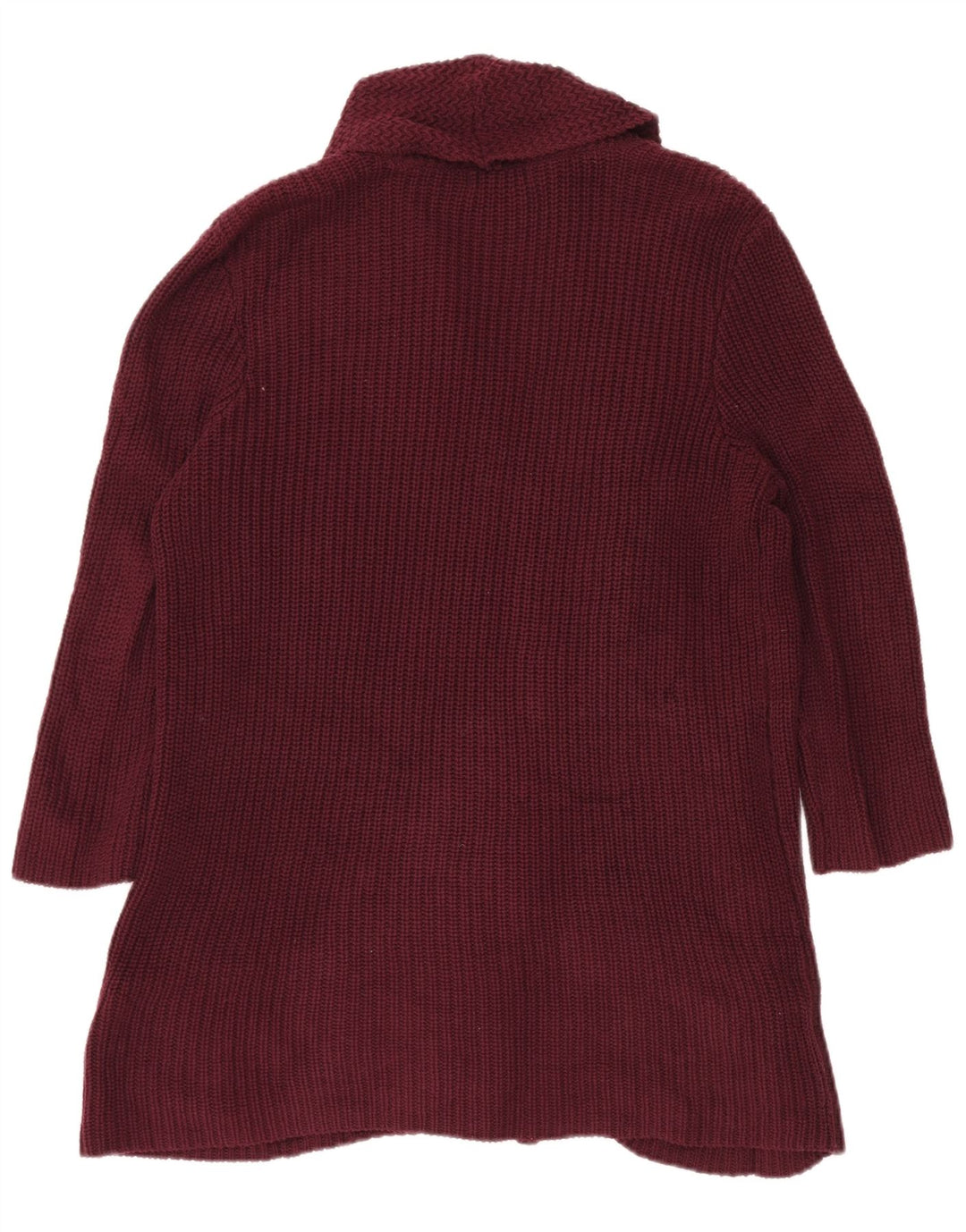 Maglione cardigan aperto a lunga linea da donna Chaps UK 16 grande cotone marrone