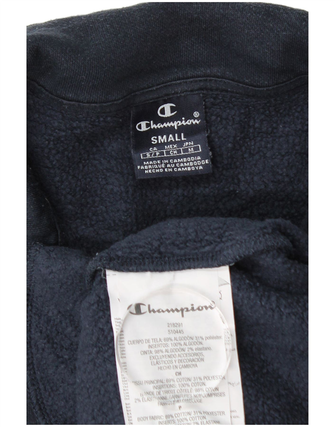 Felpa Champion da uomo con zip e collo, piccola, in cotone blu navy