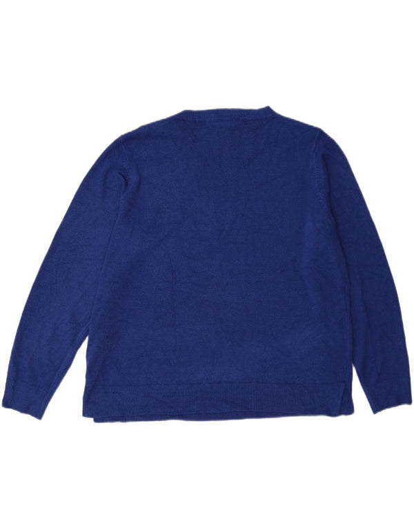 Marks & Spencer Womens Boat Neck Jumper Sweater UK 20 2XL Blue Acrylic