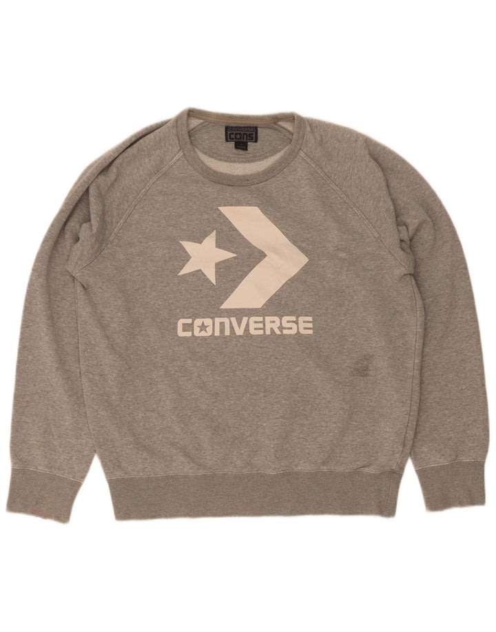 Felpa con grafica da donna Converse Maglione UK 14 Cotone grigio medio