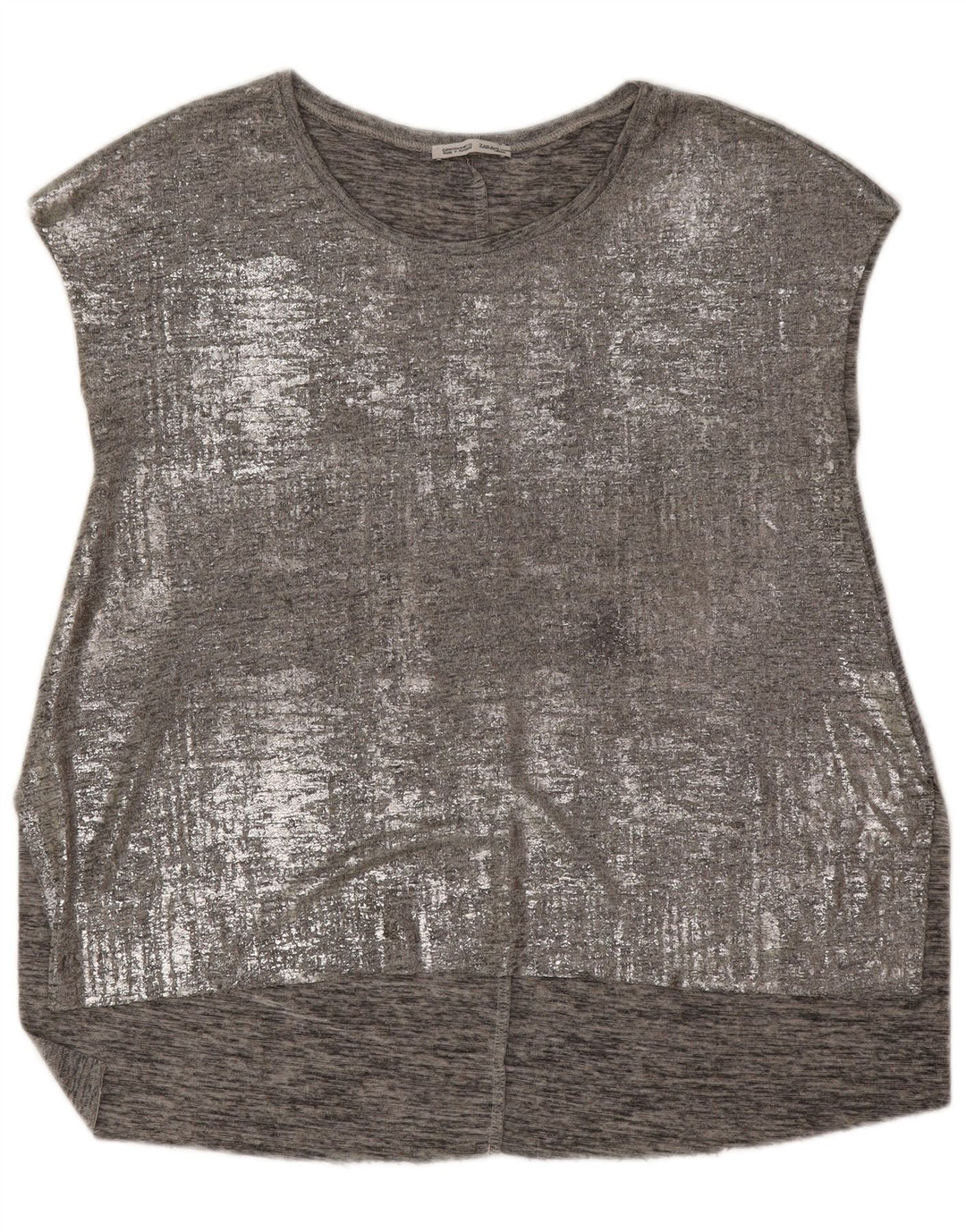 Top in camicetta senza maniche da donna Zara UK 14 Grigio medio