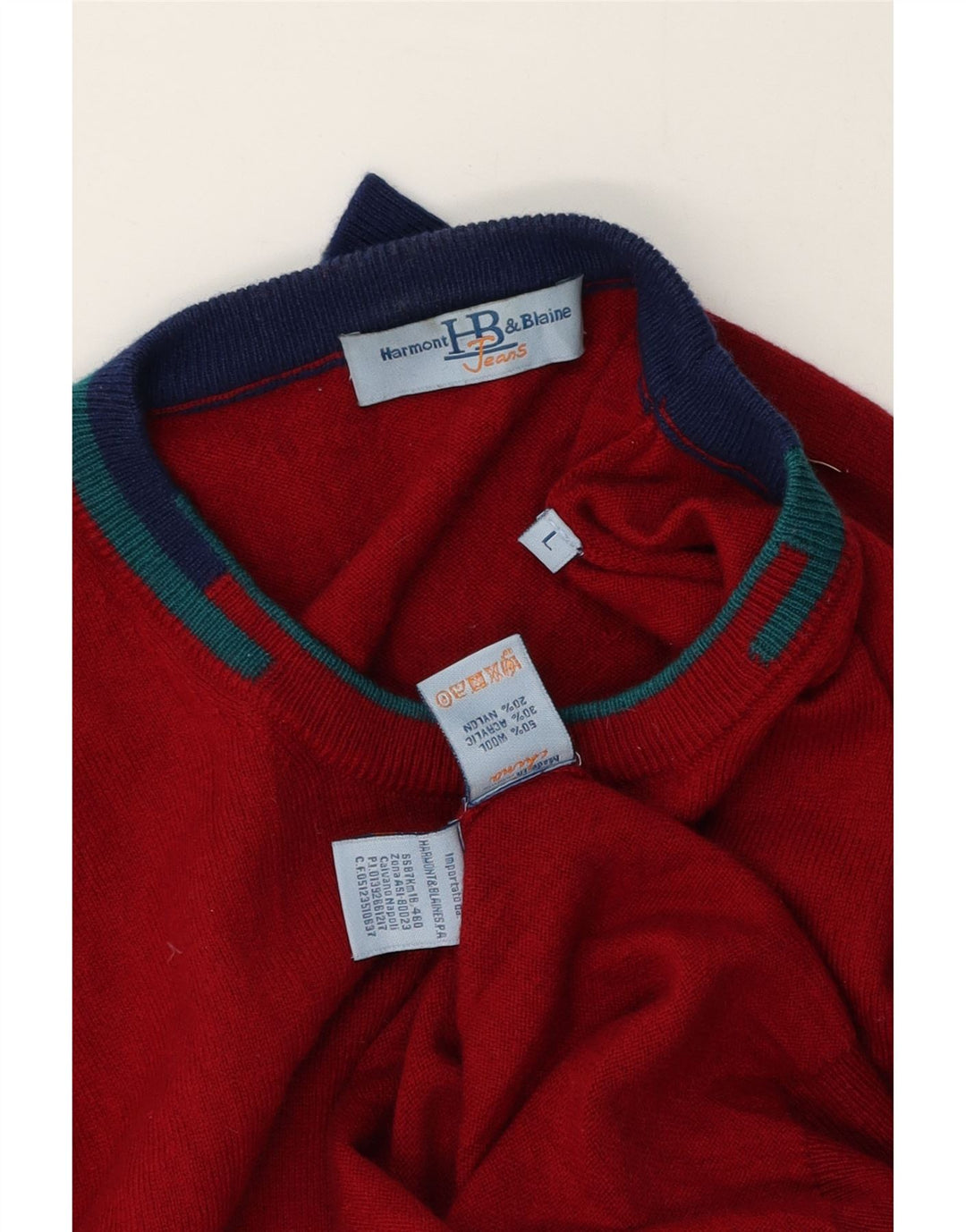 Maglione da uomo girocollo Harmont & Blaine, grande, in lana color block rosso