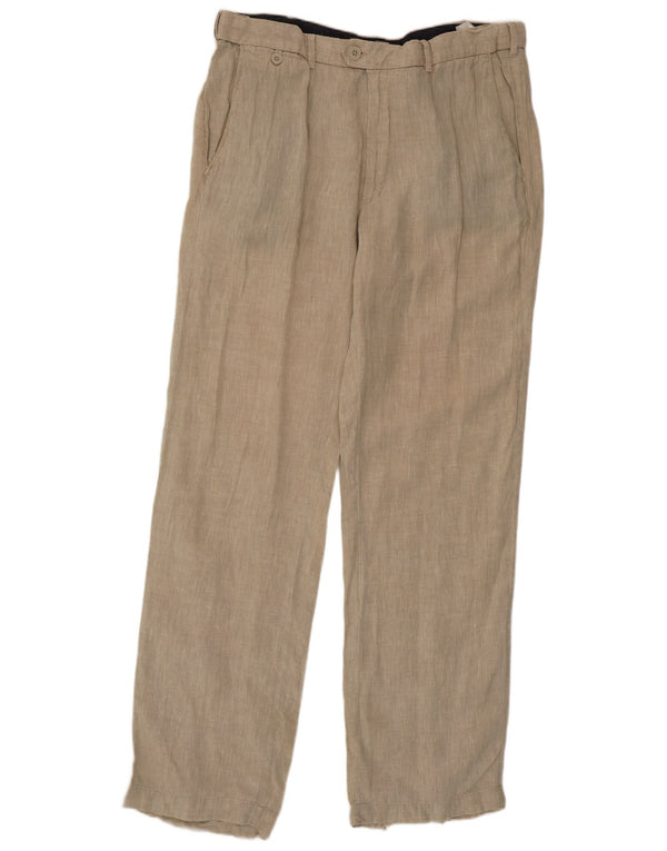 Pantaloni casual dritti Marks & Spencer da uomo blu Harbour W38 L33 Beige
