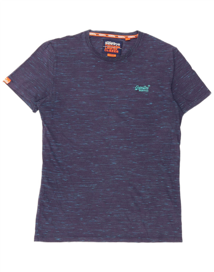 T-shirt da uomo Superdry Top Large in cotone chiazzato blu navy