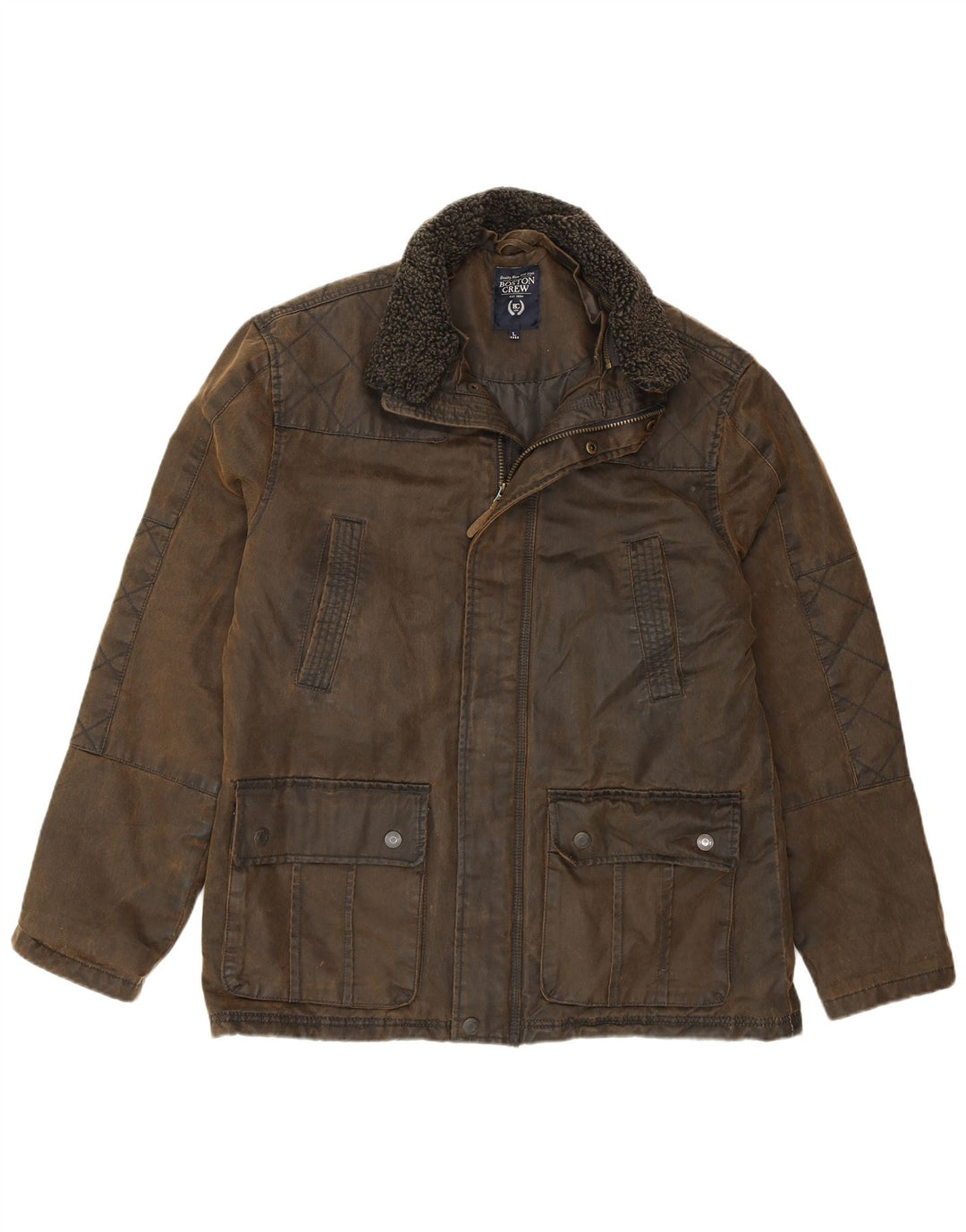 BOSTON CREW Giacca da uomo in cotone cerato UK 40 Large Cotone kaki