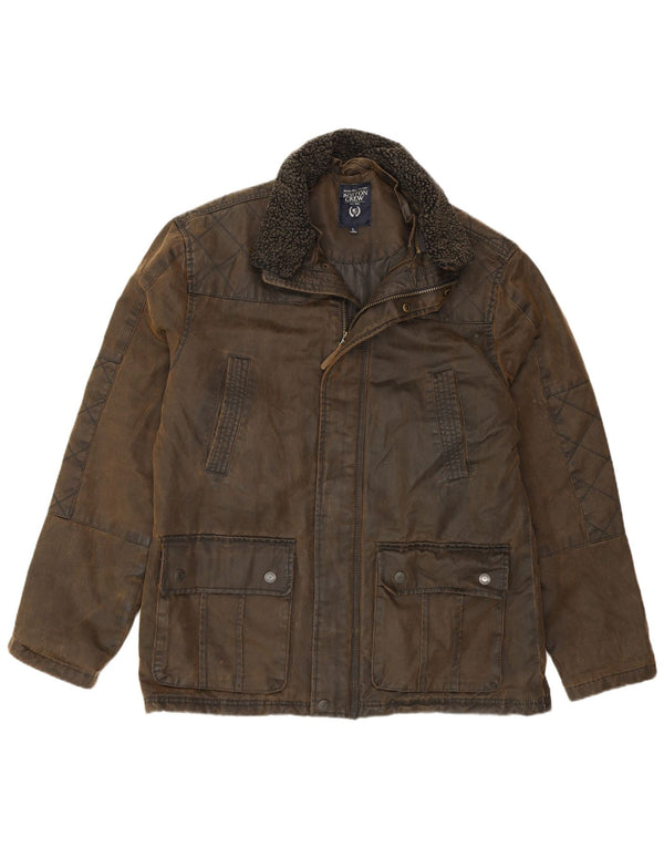BOSTON CREW Giacca da uomo in cotone cerato UK 40 Large Cotone kaki
