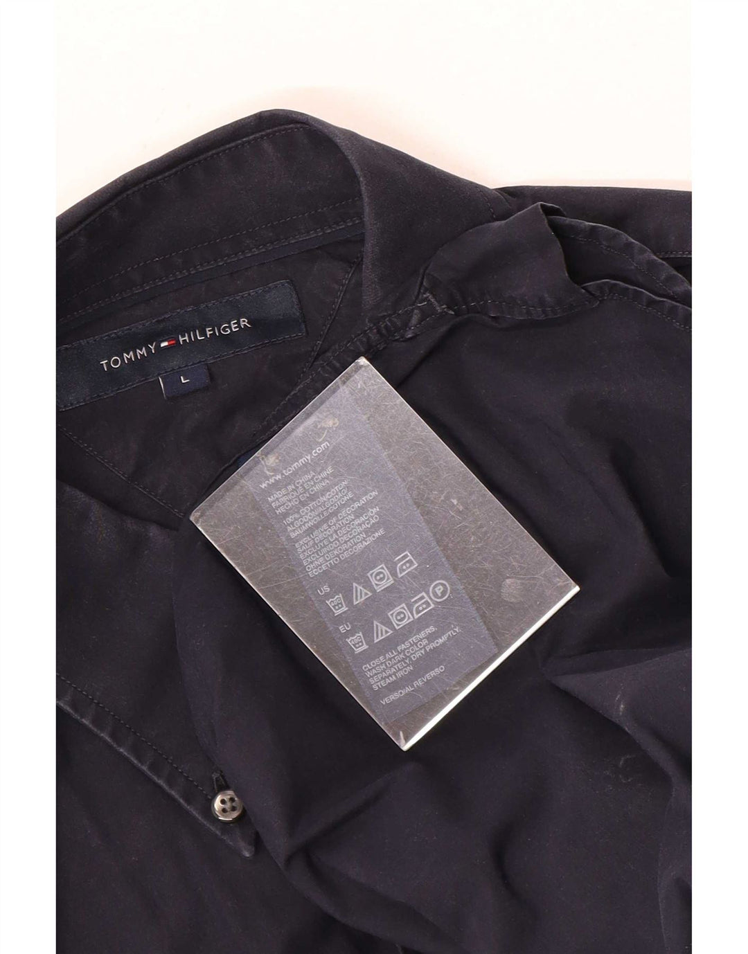Camicia grafica da uomo Tommy Hilfiger grande in cotone blu navy