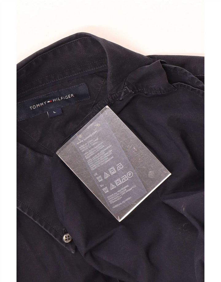 Camicia grafica da uomo Tommy Hilfiger grande in cotone blu navy
