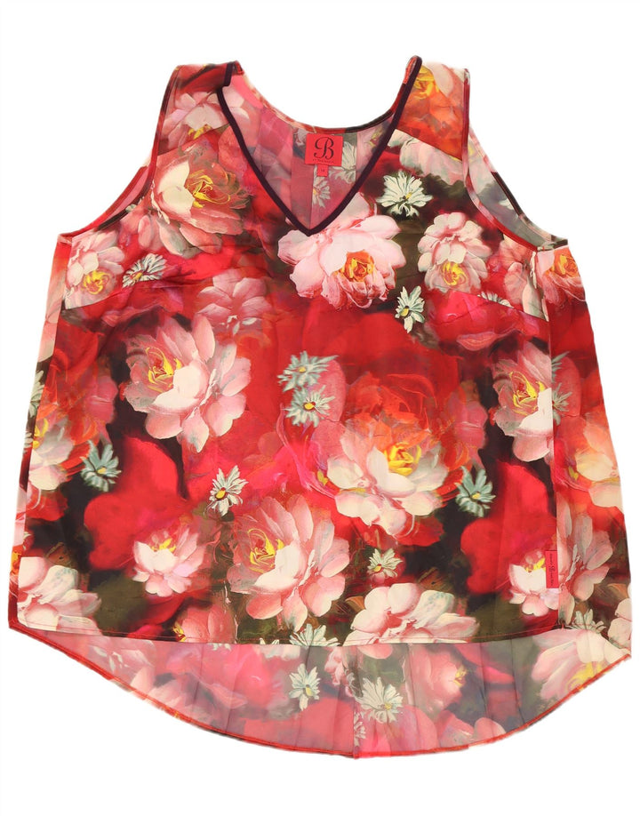 Camicetta da donna Ted Baker Top UK 14 Grande poliestere floreale rosso