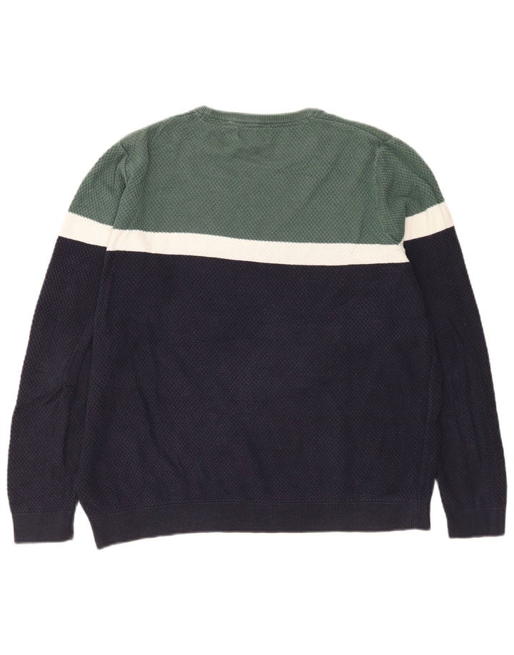 Maglione maglione girocollo da uomo Marks & Spencer grande color block blu navy