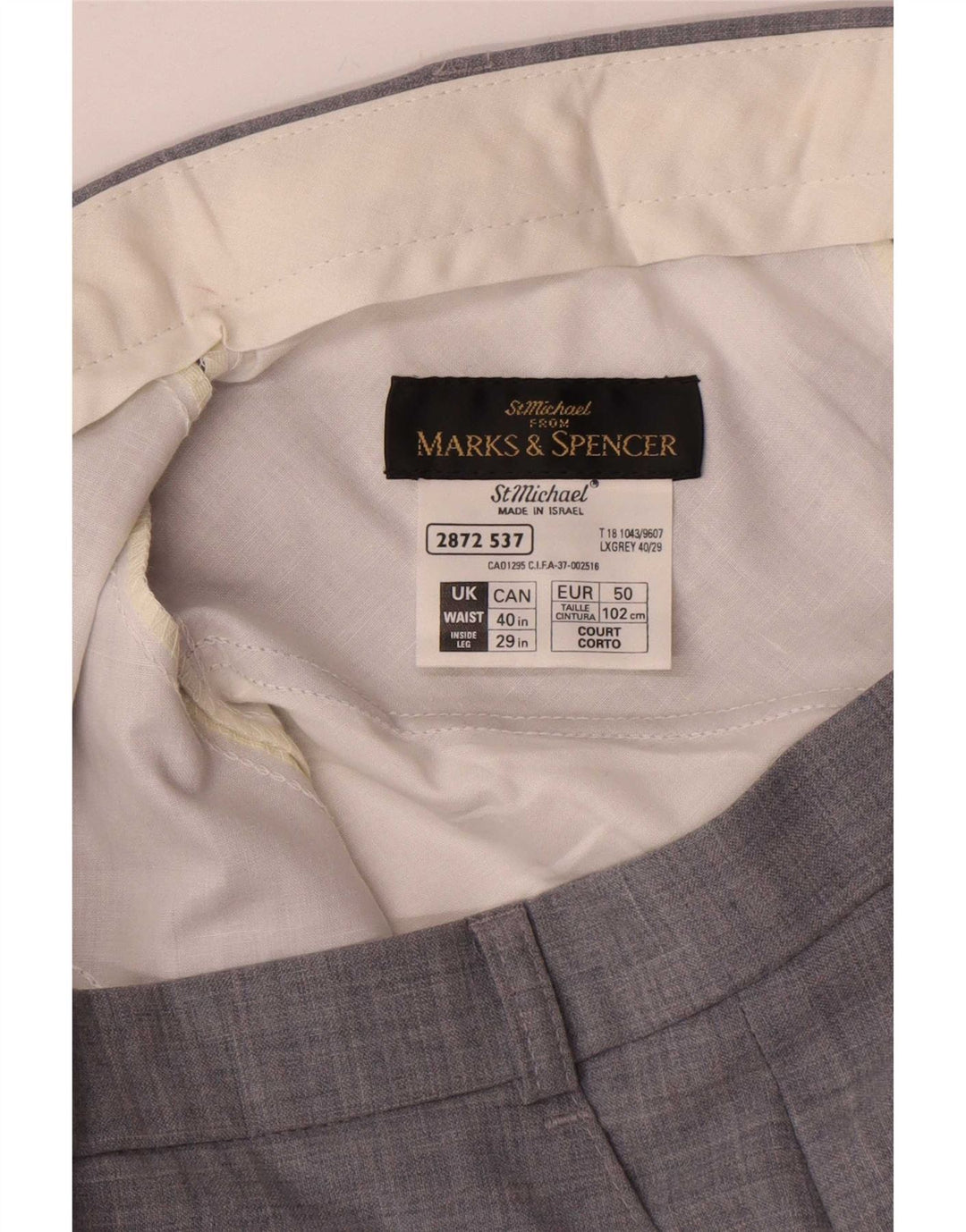 Pantaloni da abito dritti da uomo Marks & Spencer W40 L29 poliestere grigio