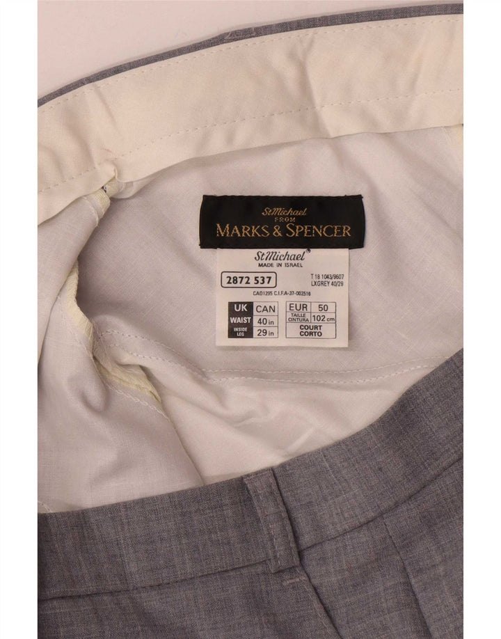 Pantaloni da abito dritti da uomo Marks & Spencer W40 L29 poliestere grigio