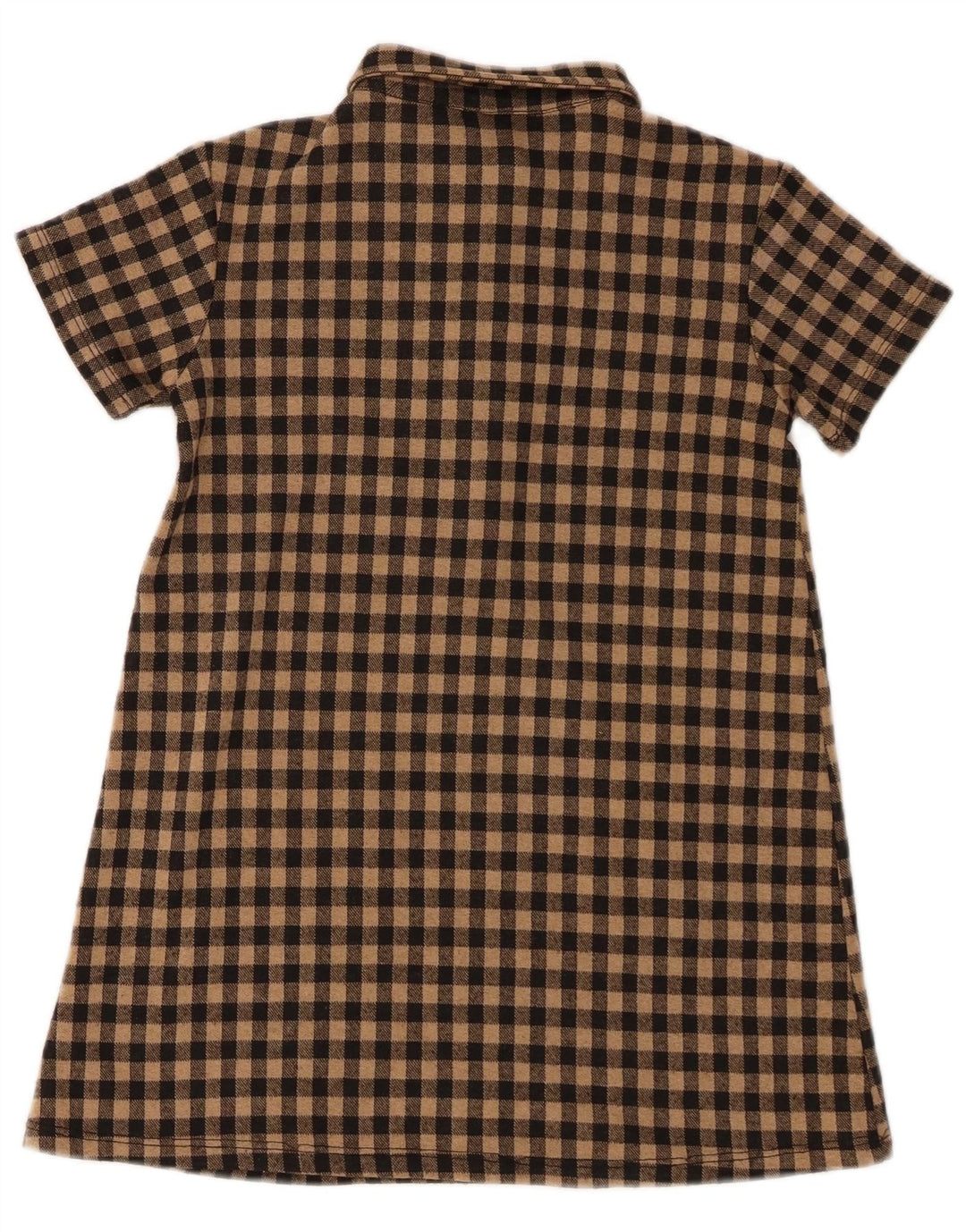 Abito a camicia pullover a maniche corte per ragazze Zara 7-8 anni a quadretti marrone