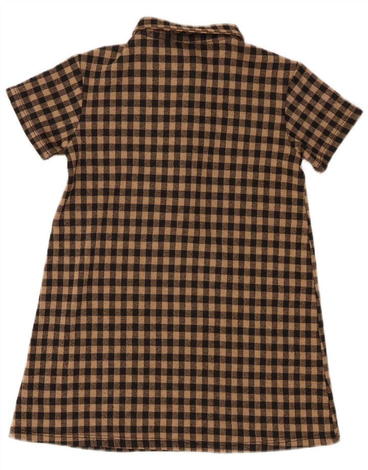 Abito a camicia pullover a maniche corte per ragazze Zara 7-8 anni a quadretti marrone