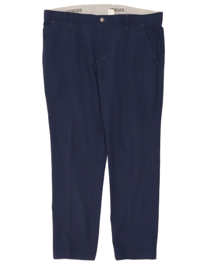Pantaloni chino slim da uomo Adidas W38 L30 poliestere blu navy