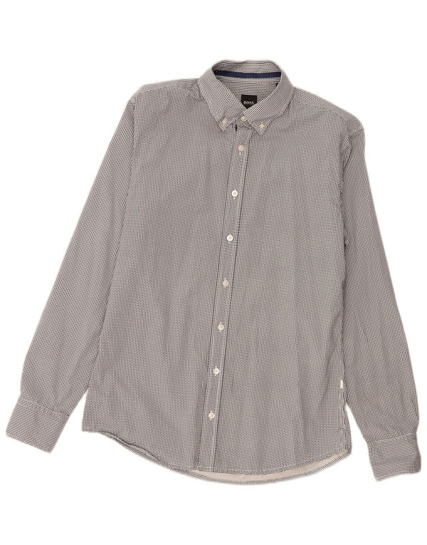 Camicia da uomo Regular Fit Hugo Boss in cotone geometrico nero medio