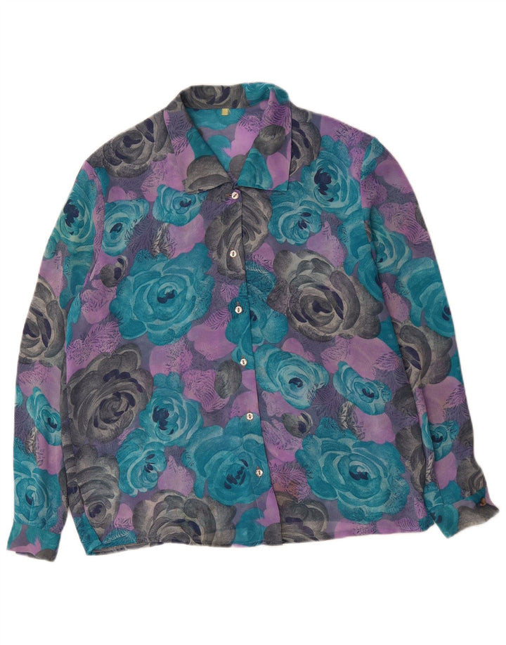 Camicetta da donna VINTAGE UK 18 XL floreale multicolore
