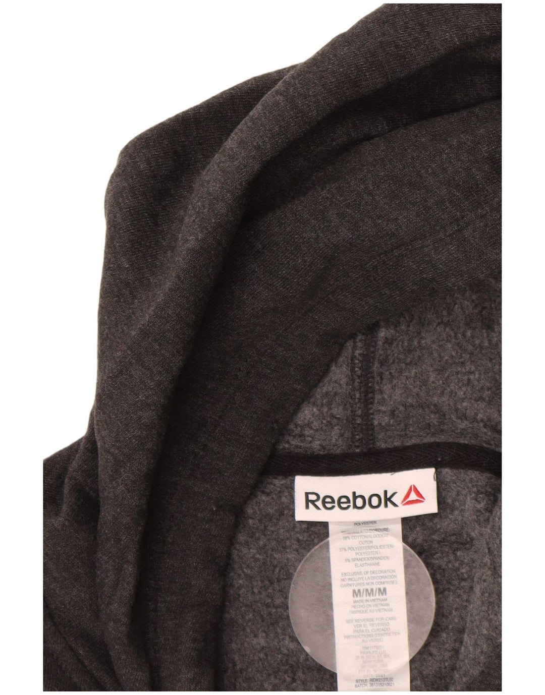 Maglione con cappuccio grafico oversize da donna Reebok UK 14 Cotone grigio medio