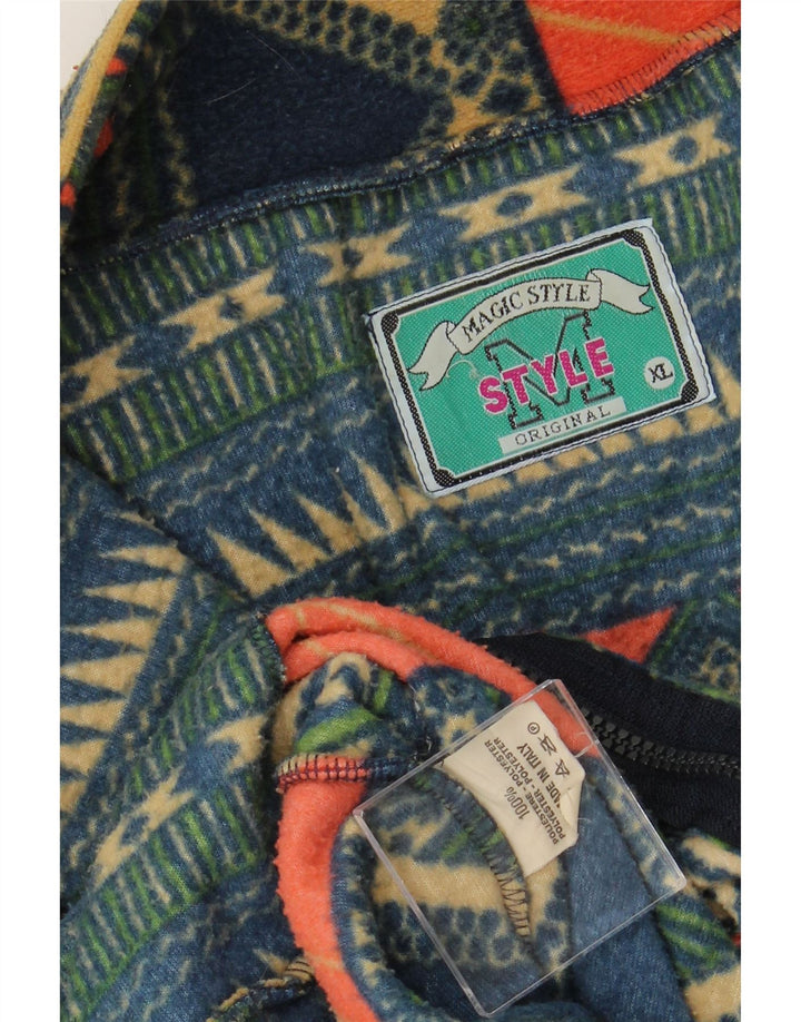 Giacca in pile da uomo VINTAGE UK 42 XL Poliestere geometrico multicolore