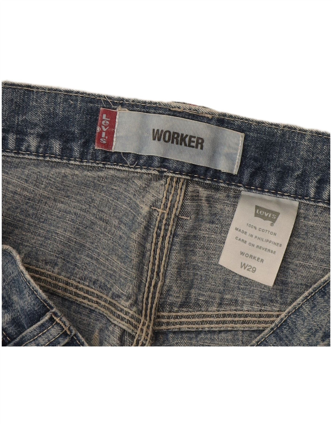 Pantaloncini di jeans da lavoro da uomo Levi's W29 in cotone blu medio
