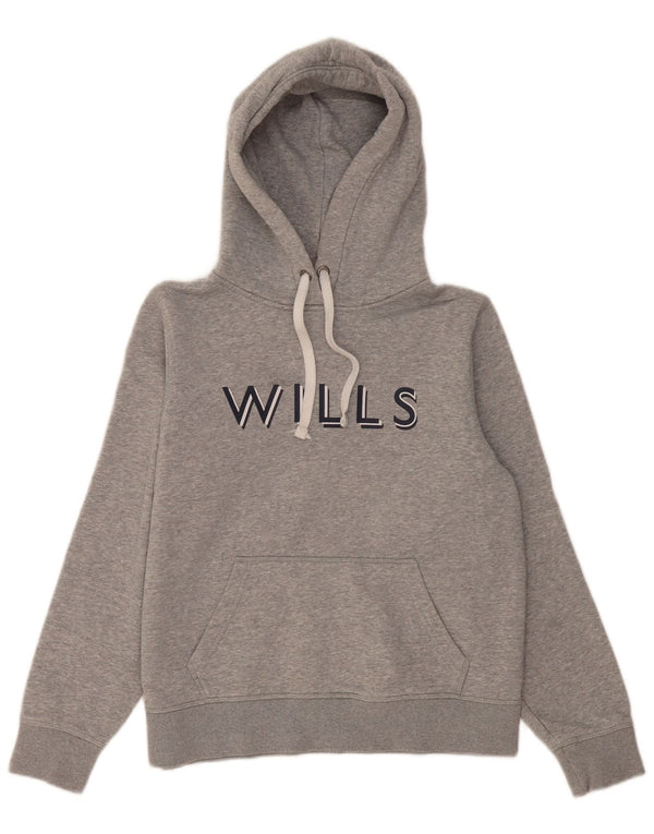 Maglione con cappuccio grafico da donna Jack Wills UK 12 Cotone screziato grigio medio
