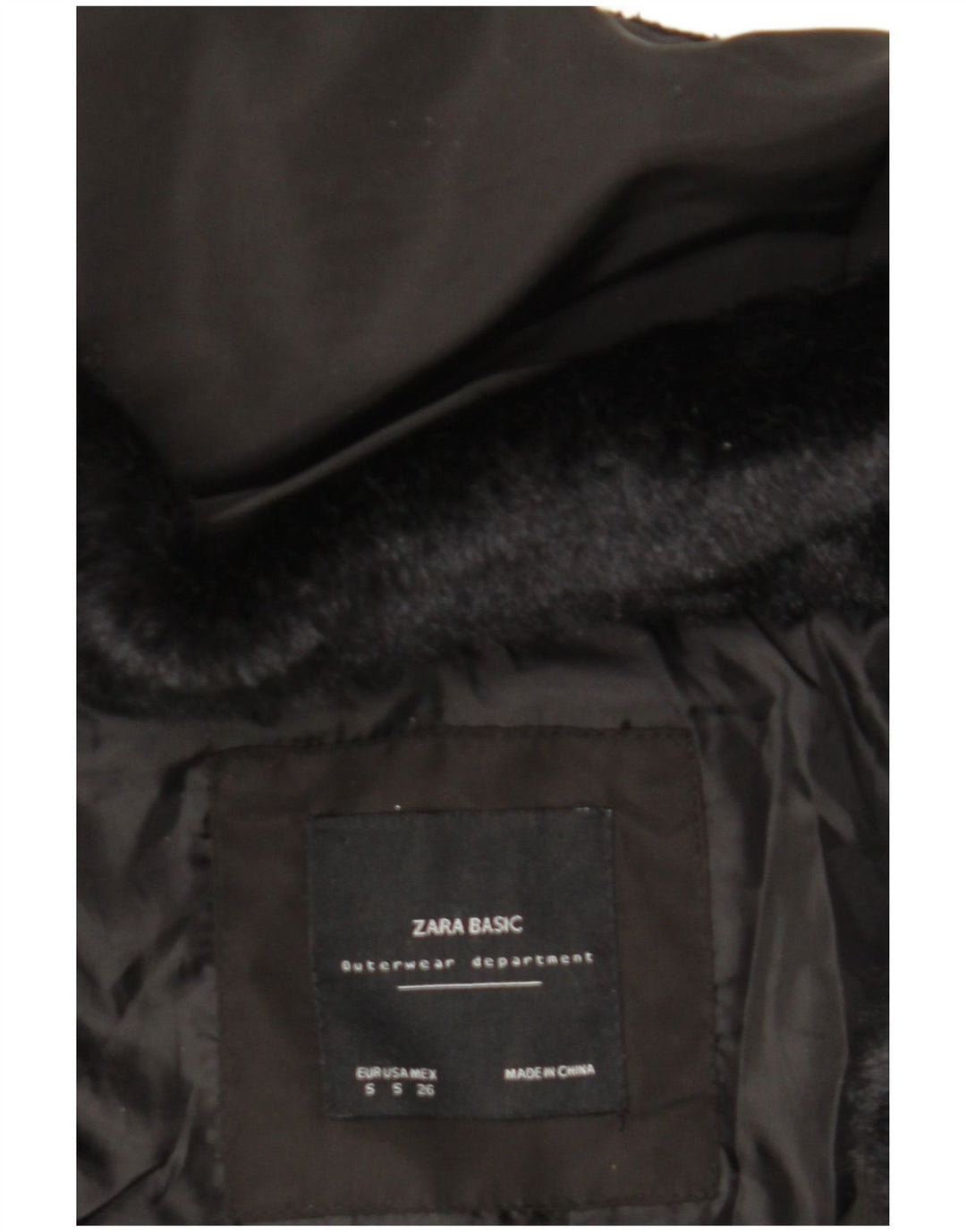 Giacca imbottita con cappuccio da donna Zara UK 10 piccola poliestere nero
