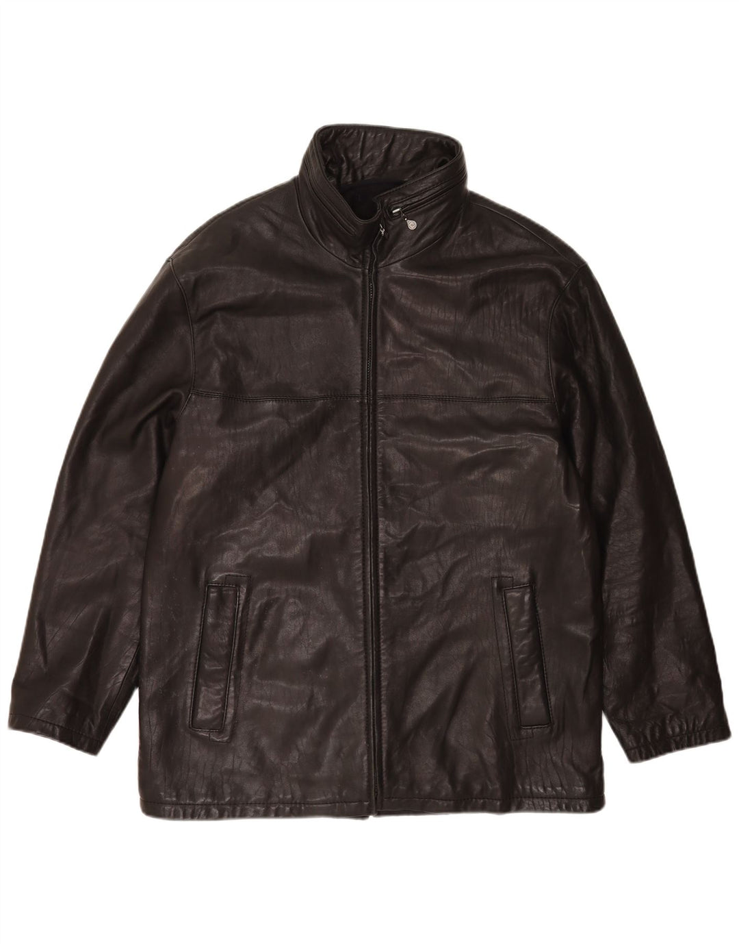 Giacca in pelle con cappuccio da uomo Pierre Cardin UK 44 2XL Nera