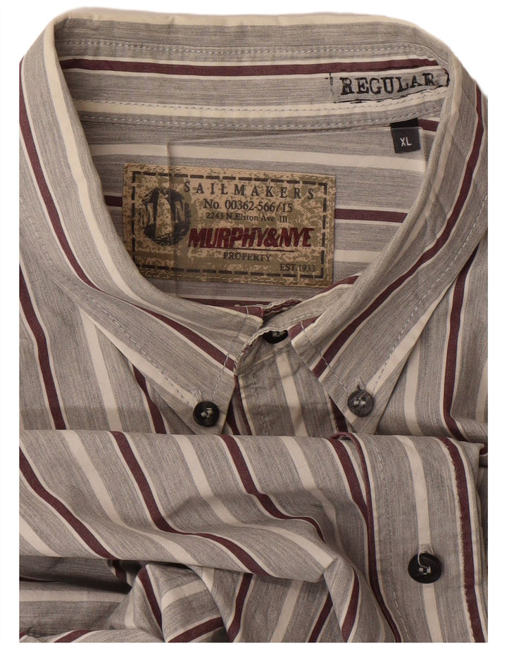 Camicia da uomo Regular Fit Murphy & Nye XL a righe grigie
