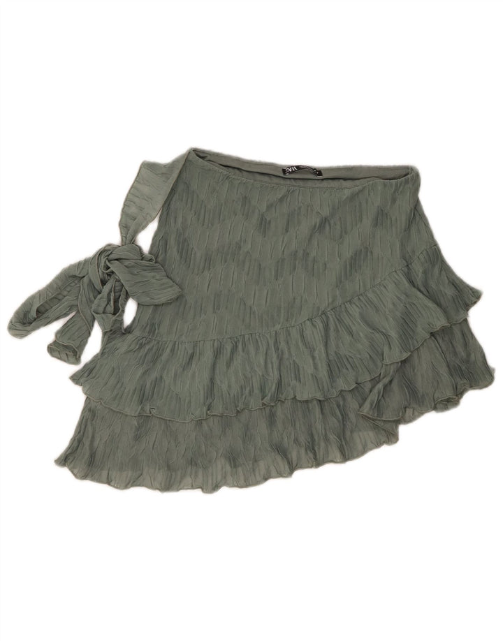 Minigonna a strati da donna Zara piccola W26 poliestere verde