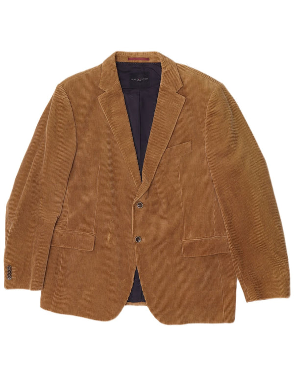 Giacca blazer in velluto a coste a 2 bottoni sartoriale da uomo Tommy Hilfiger UK 42 XL Beige