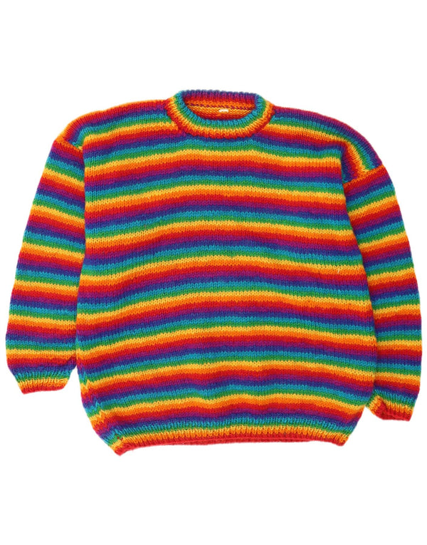 Vintage Mens Turtle Neck Jumper Sweater Large Multicoloured Striped