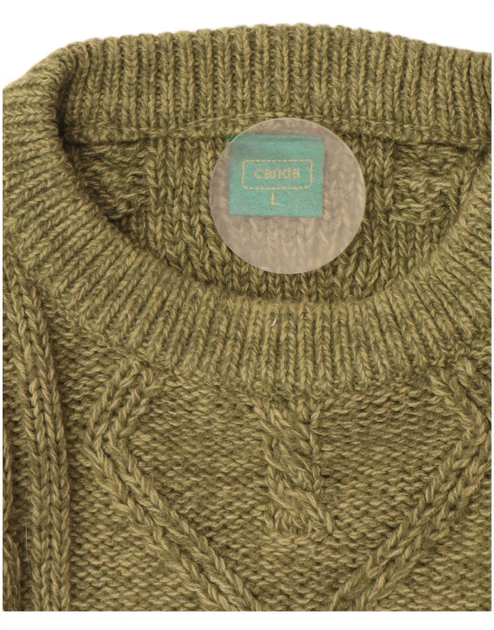 Maglione maglione girocollo da uomo Canda grande acrilico verde