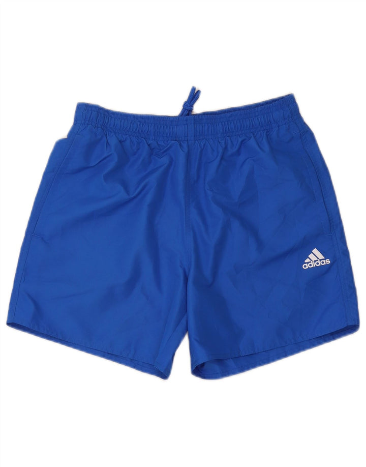 Pantaloncini sportivi da uomo Adidas in poliestere blu medio