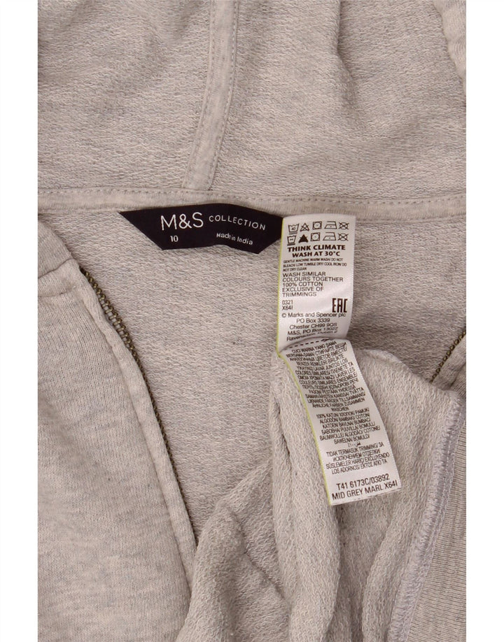 Maglione con cappuccio e zip oversize da donna Marks & Spencer UK 10 piccolo cotone grigio