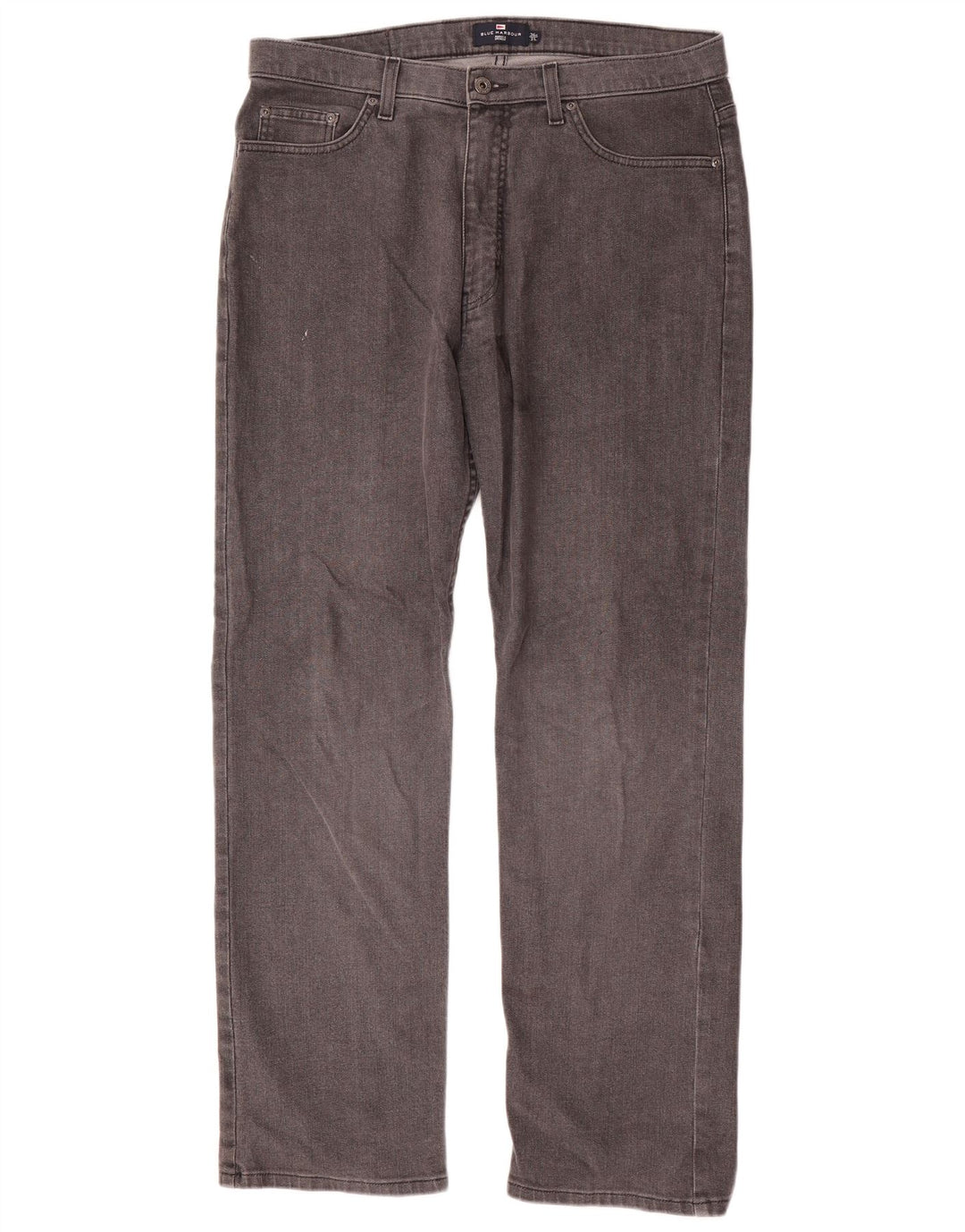 Jeans dritti da uomo Marks & Spencer blu Harbour W36 L31 cotone grigio