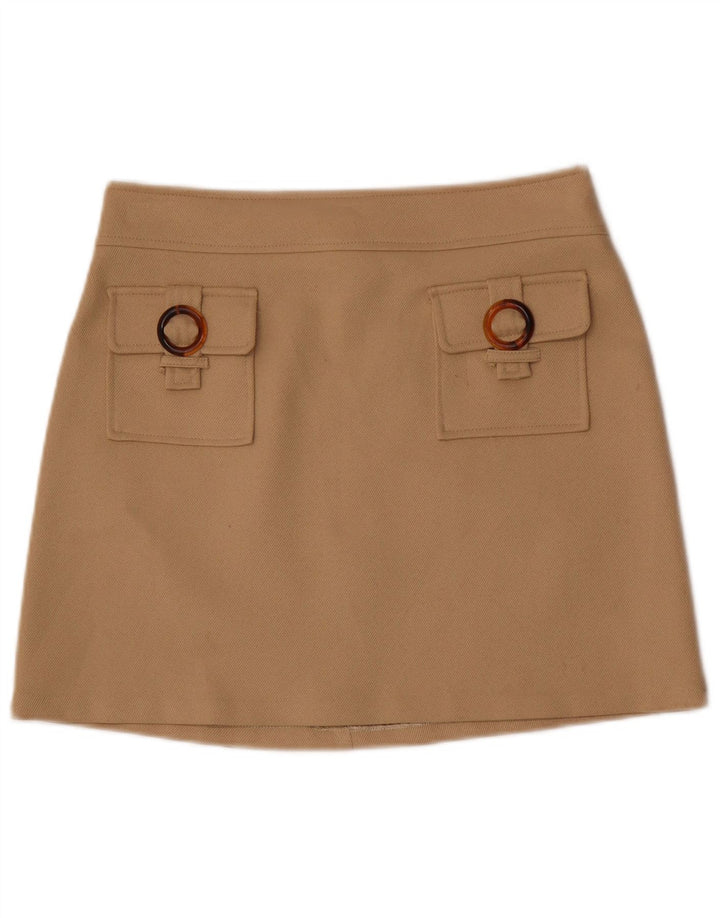 Minigonna vintage da donna grande W30 in lana beige
