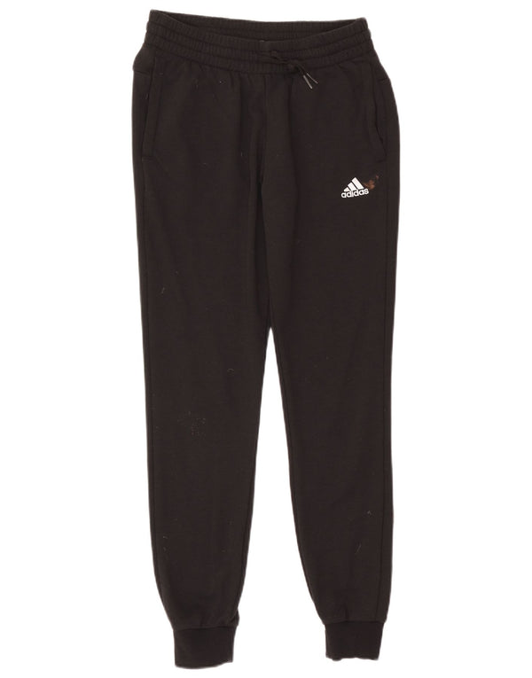 Pantaloni da tuta con grafica Adidas da donna Joggers UK 4/6 XS cotone nero