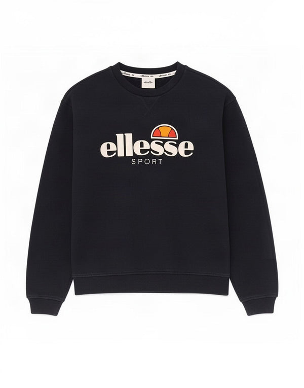 Felpa grafica da donna Ellesse Maglione UK 12 Medio Blu Navy Cotone