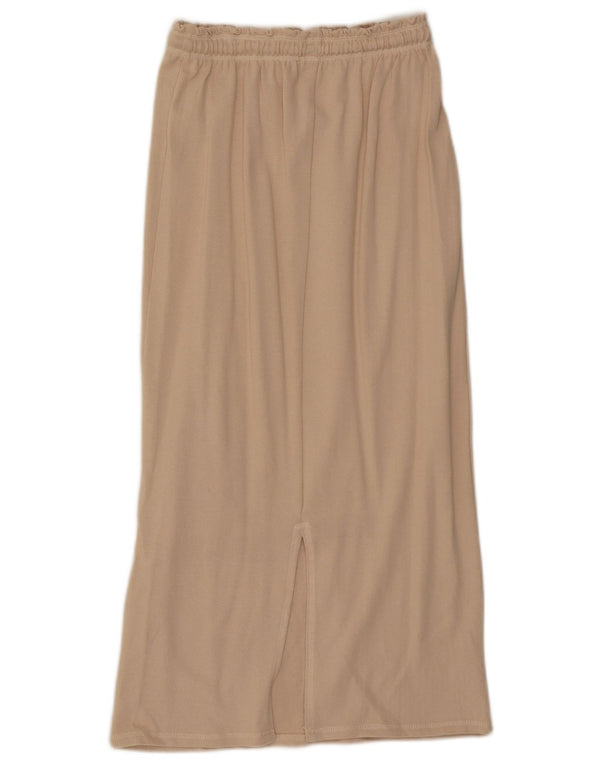 Zara Womens Midi Skirt Small W26 Beige Cotton