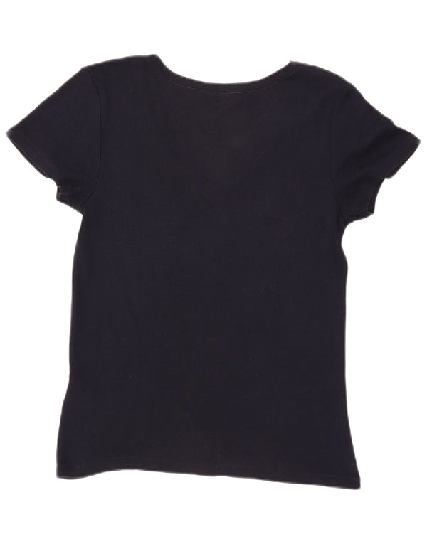 RALPH LAUREN T-shirt da donna Top UK 14 Large Blu Navy Cotone
