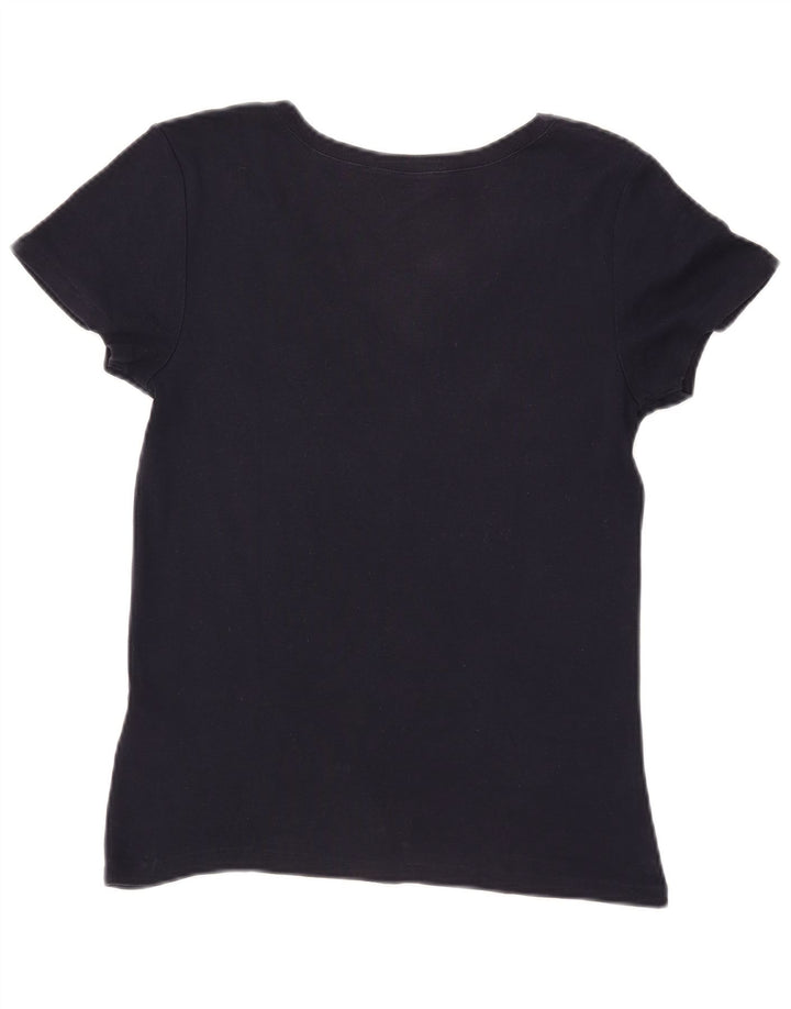 RALPH LAUREN T-shirt da donna Top UK 14 Large Blu Navy Cotone