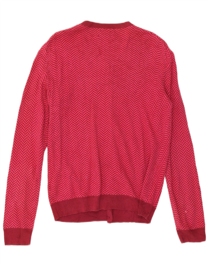 Maglione cardigan da donna Tommy Hilfiger UK 14 Cotone a spina di pesce rosa medio