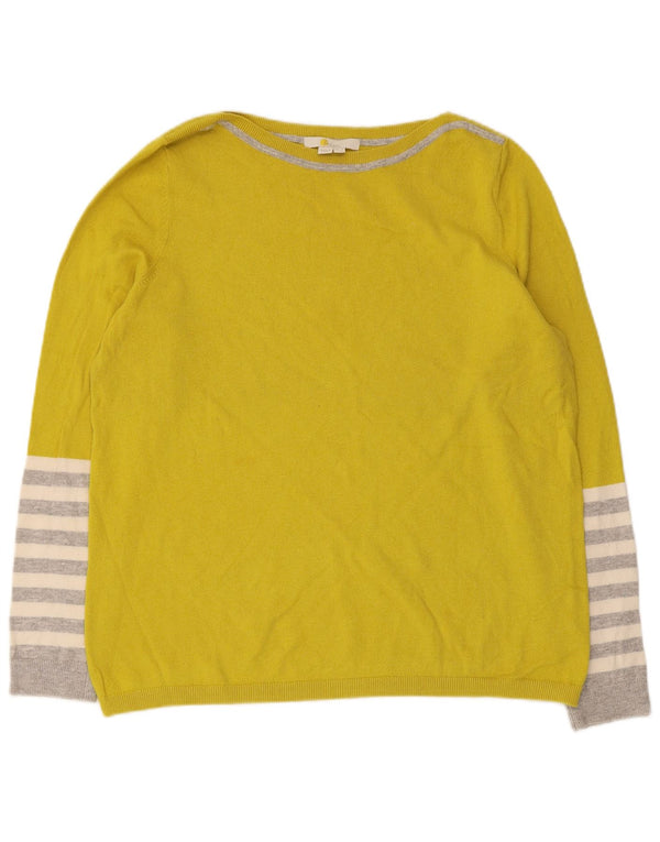 Maglione maglione con scollo a barca da donna Boden UK 12 Cotone a righe gialle medie