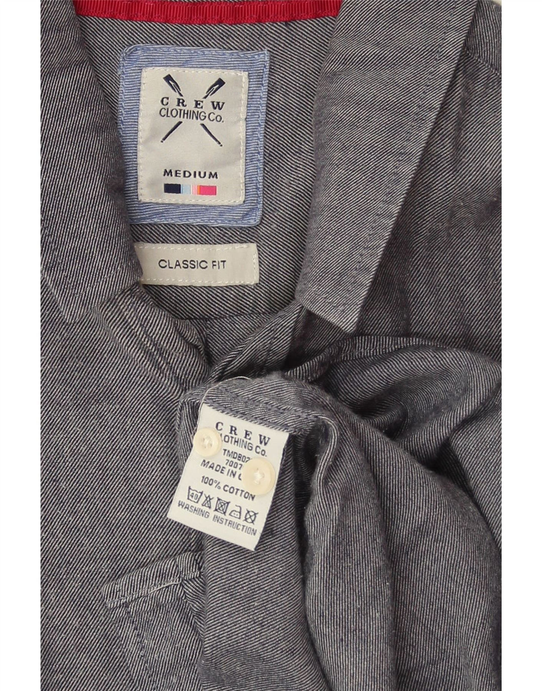 CREW CLOTHING Camicia da uomo dalla vestibilità classica in cotone blu navy medio