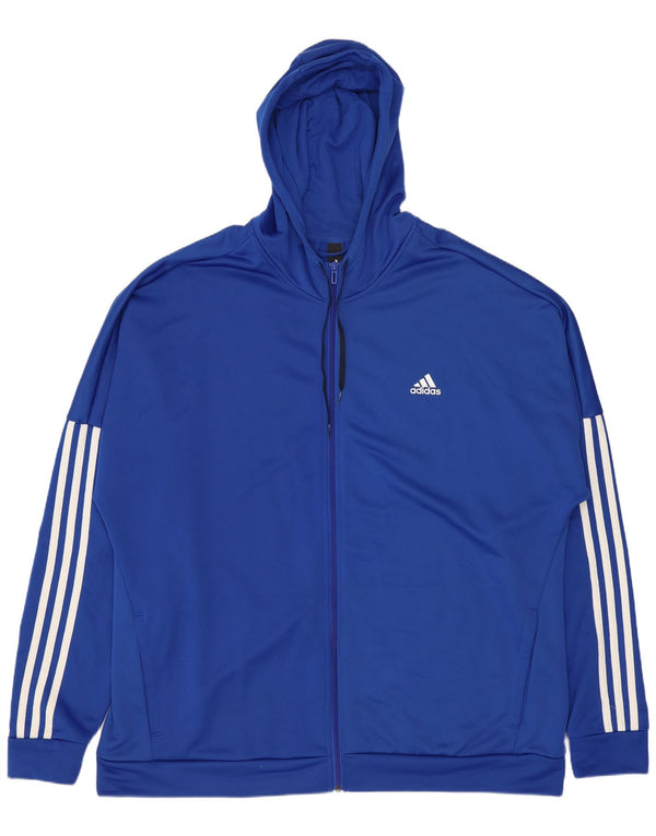 Giacca da tuta da uomo con cappuccio Adidas UK 52/54 2XL poliestere blu