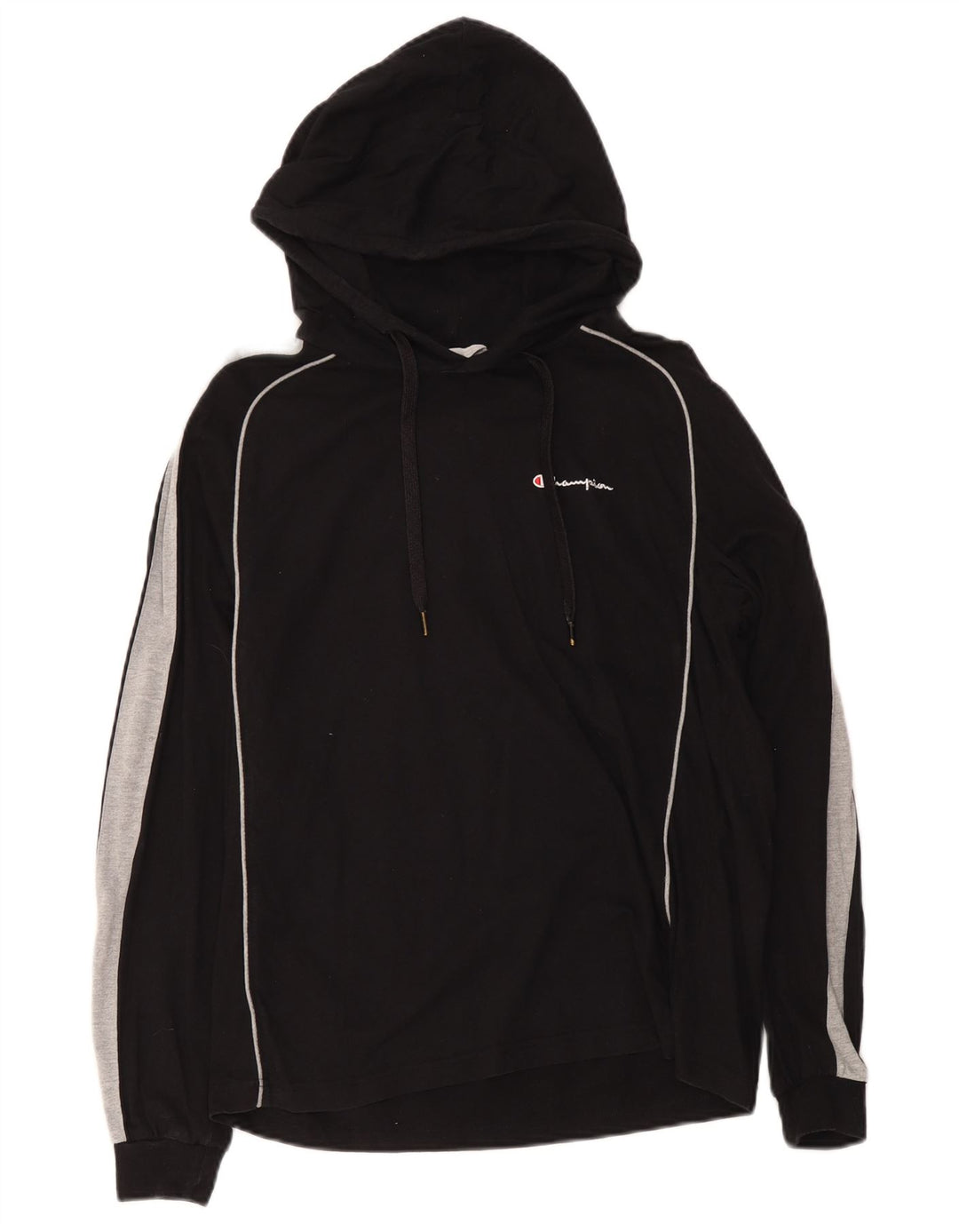Champion Maglia da uomo con cappuccio a maniche lunghe in cotone color block medio nero